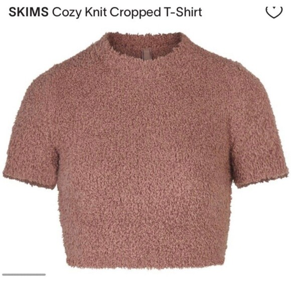 NWT SKIMS Cozy Knit Cropped T Shirt Rose Clay - Picture 1 of 5